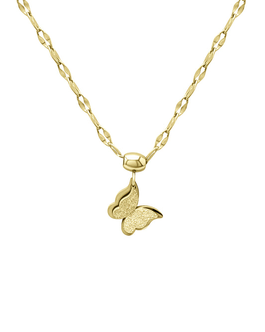Vergulde stalen ketting met vlinderhanger en pailletten