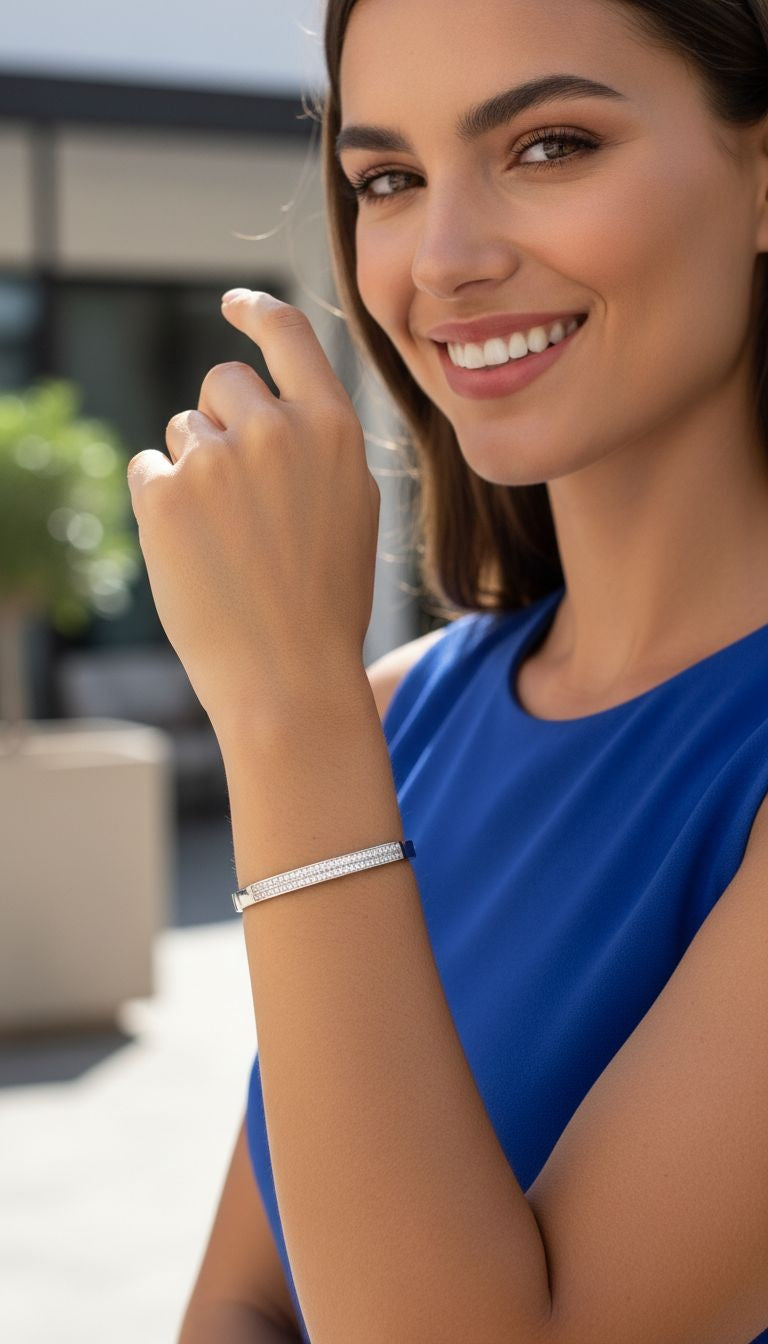 DUBBELE BANGLE IN STAAL - KLASSE & GLAMOUR