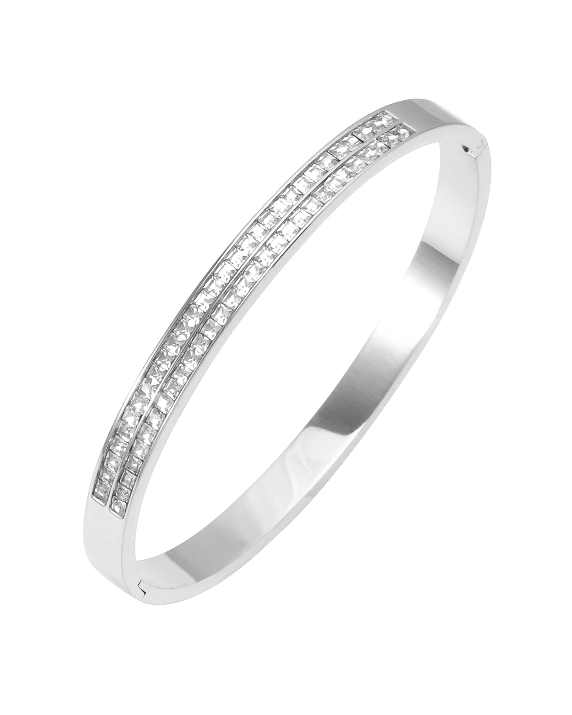 DUBBELE BANGLE IN STAAL - KLASSE & GLAMOUR