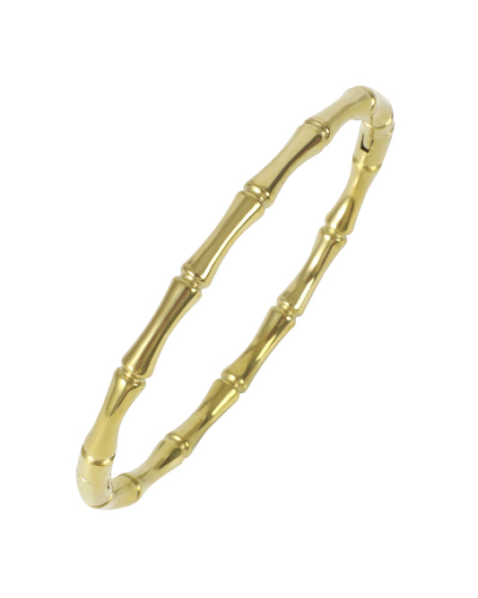 Bracelet jonc en acier doré effet bambou