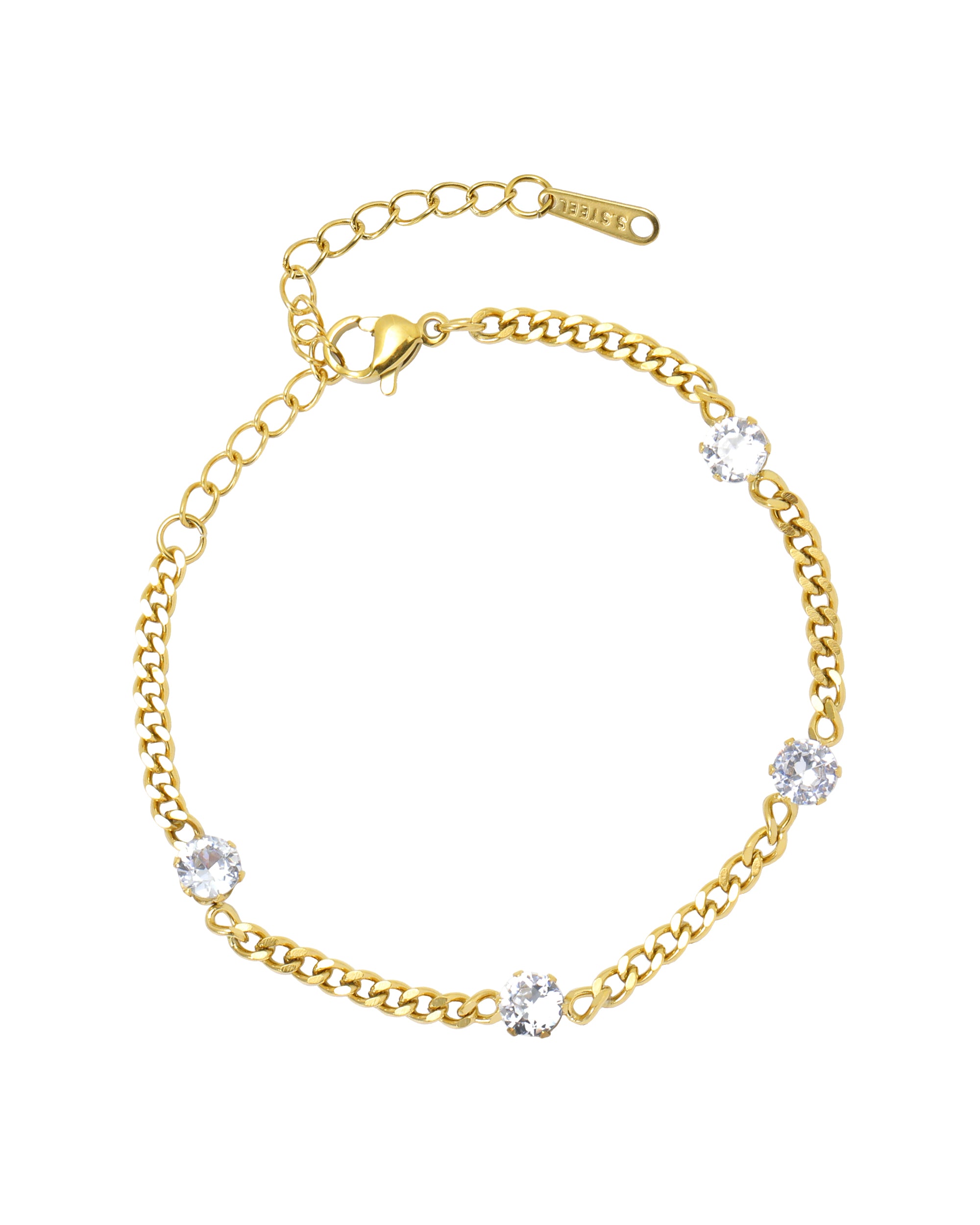 VERGULDE STALEN ARMBAND MET ZIRKONIUM