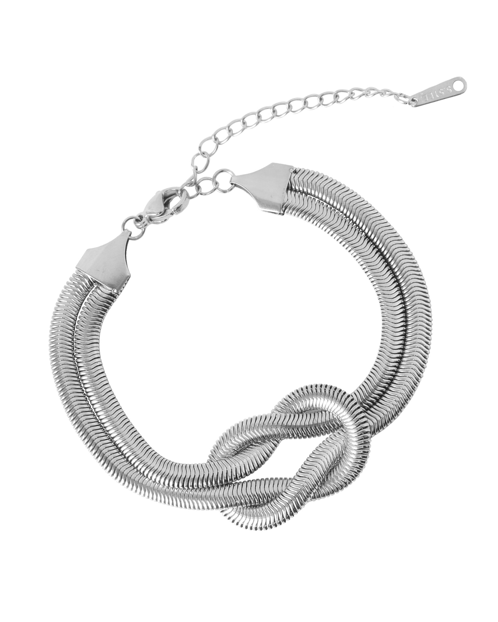 BRACELET EN ACIER ORNE D'UN NOEUD CENTRALE