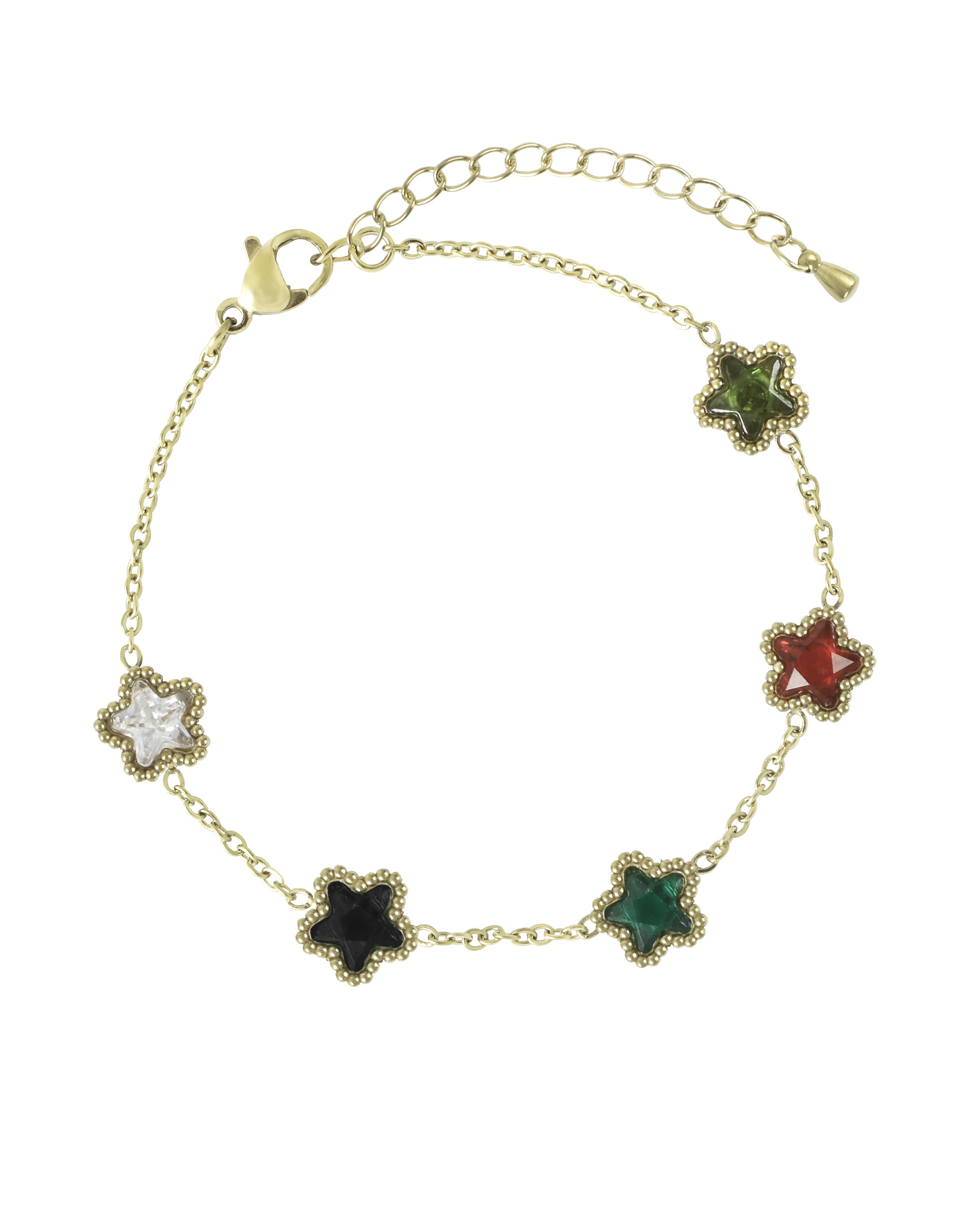 BRACELET EN ACIER DORÉ AVEC ÉTOILE MARTELÉ MULTI COLOR