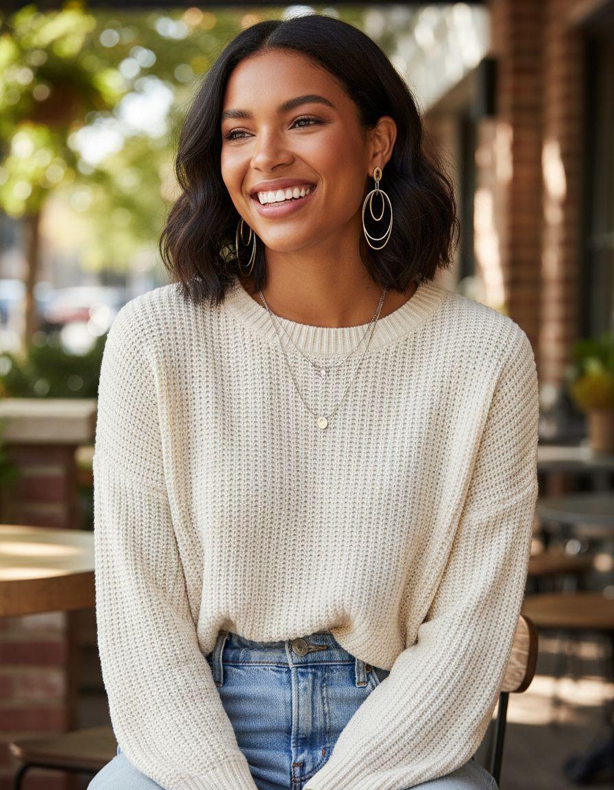 BOUCLES D'OREILLES EN ACIER BICOLORE OVALES PENDANTS