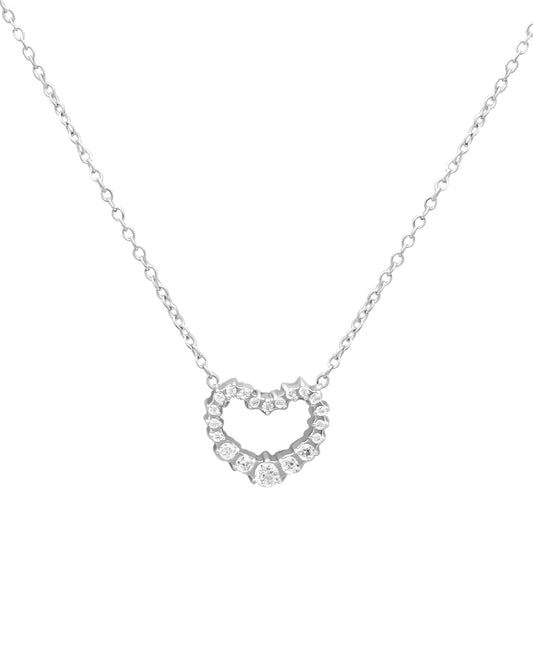 Collier en acier motif coeur avec strass