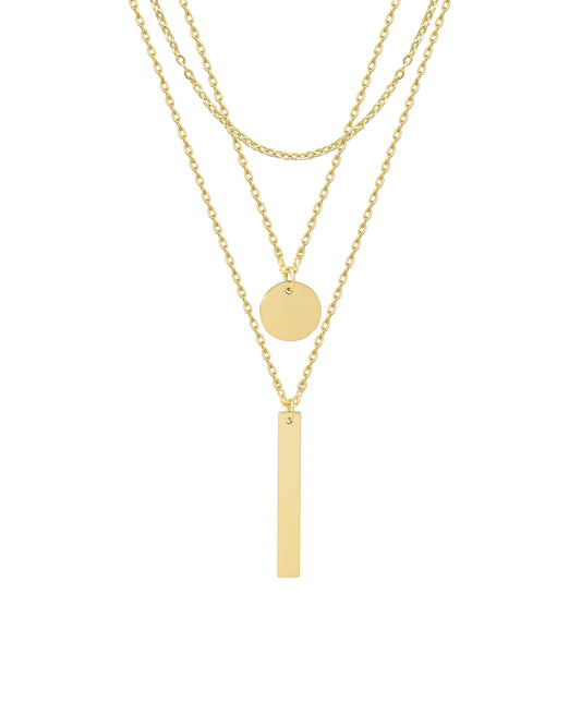 Collier acier doré - style chic à trois mailles