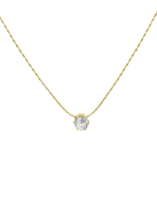 Collier en acier doré avec pendentif solitaire