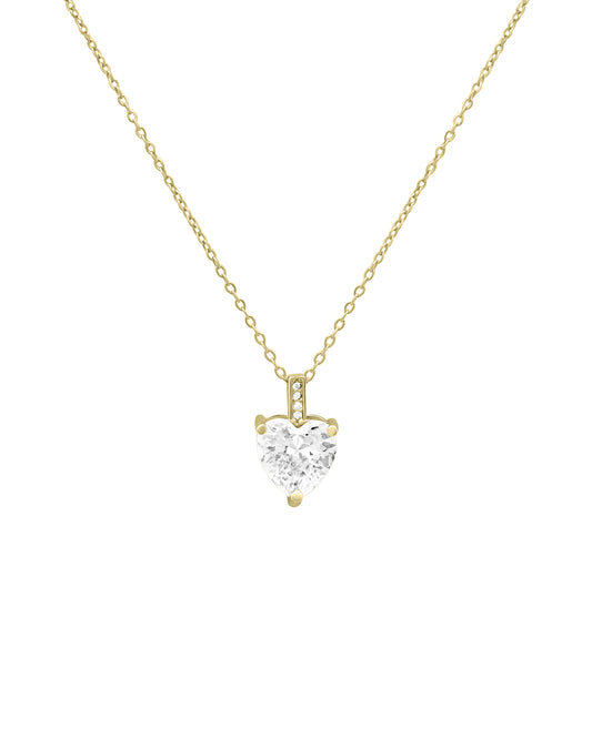 Collier en acier doré avec coeur zirconium