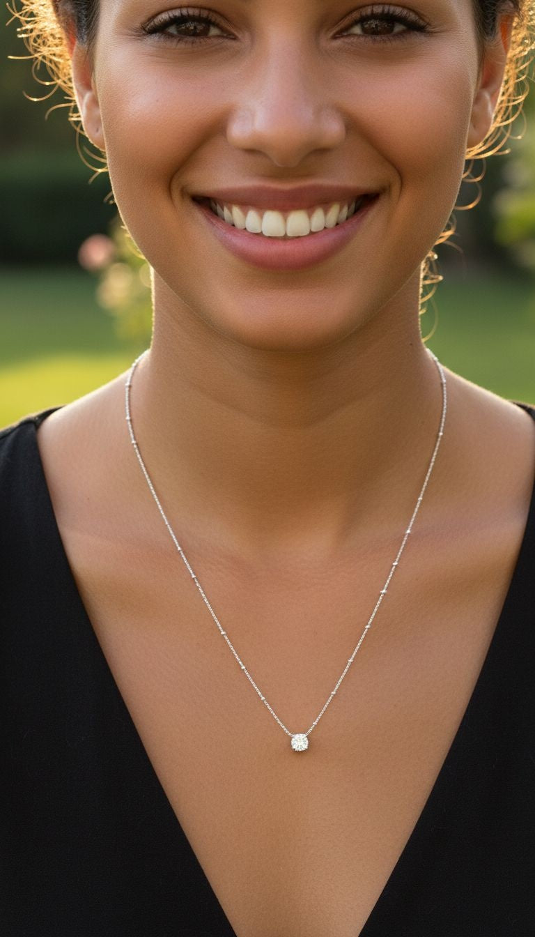 COLLIER EN ACIER MAILLE PALOMA AVEC SOLITAIRE