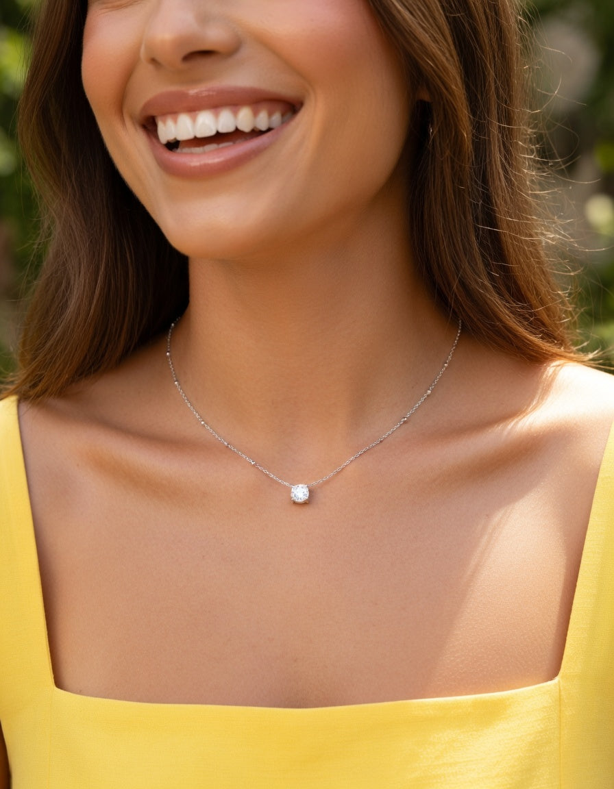 PALOMA STEEL MESH NECKLACE WITH SOLITAIRE RING