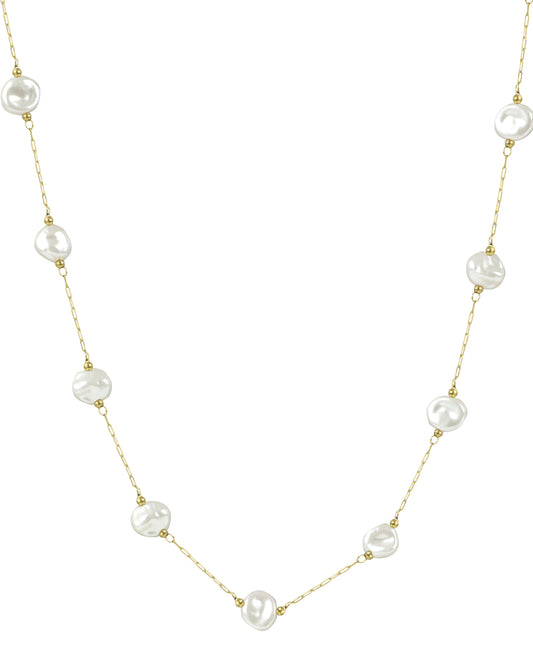 Collier en acier doré avec perle baroque