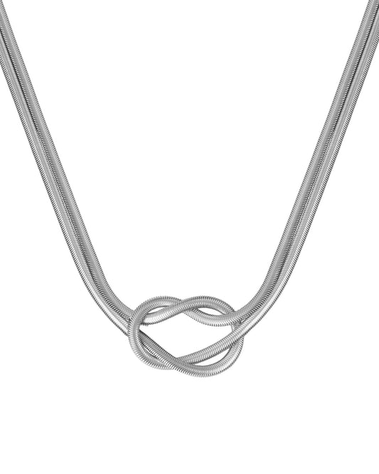 Collier en acier orne d'un noeud centrale