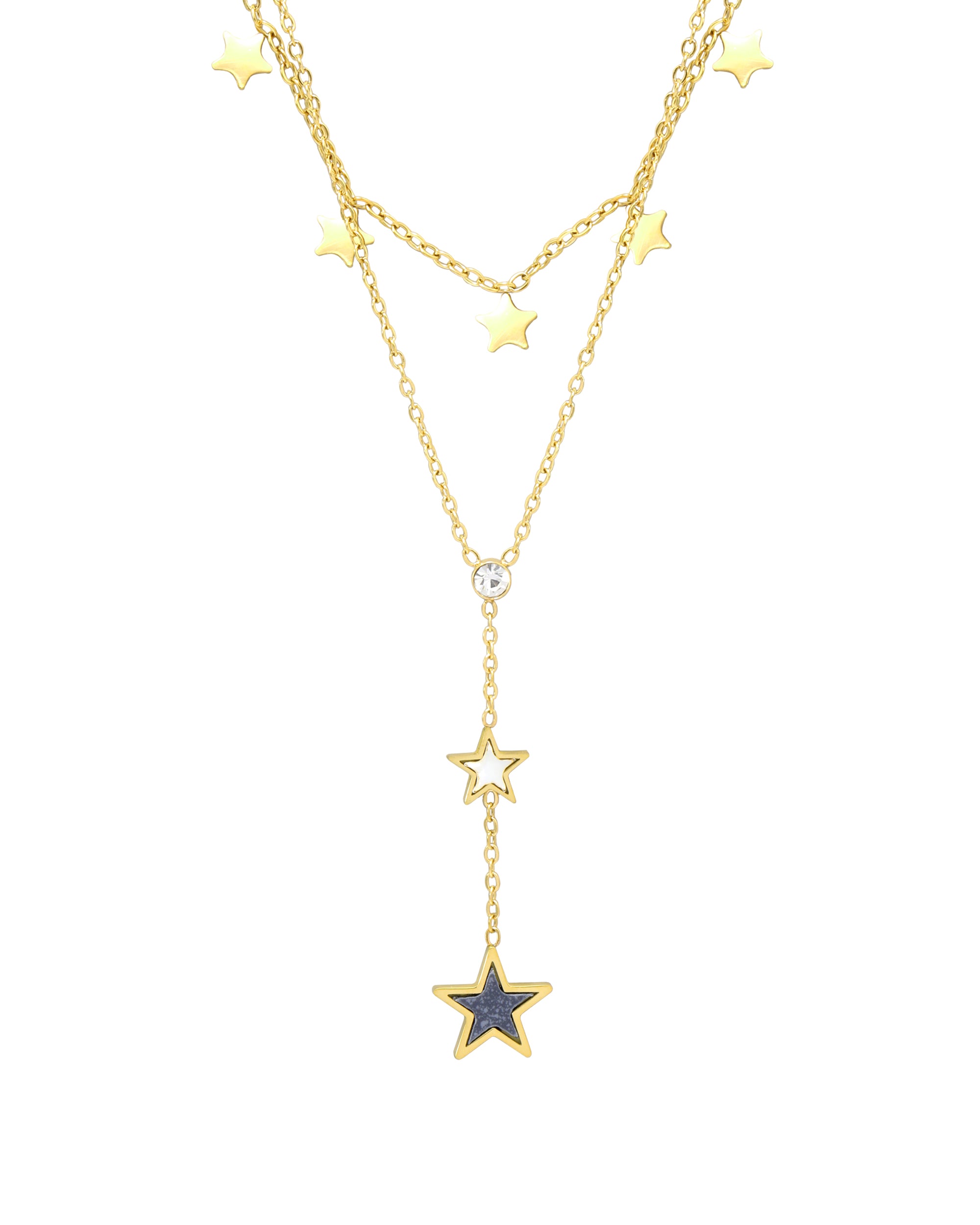 Dubbele mesh verguld stalen ketting met sterren