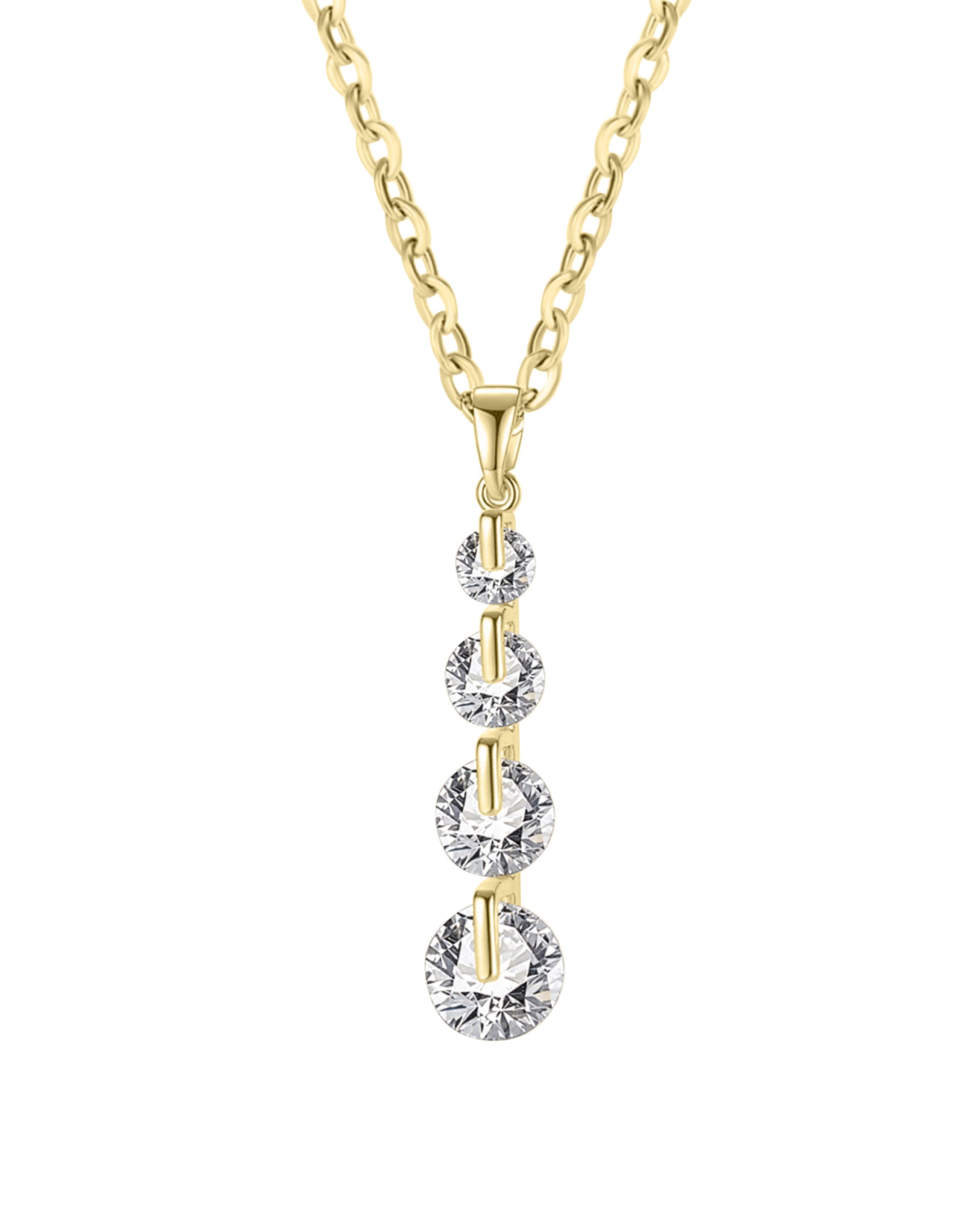 VERGULDE STALEN KETTING MET 4 STENEN