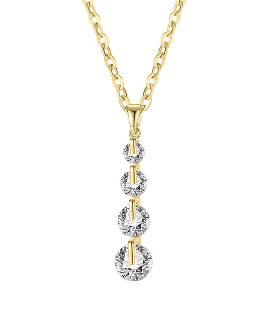 Collier en acier doré pendentif avec 4 pierres