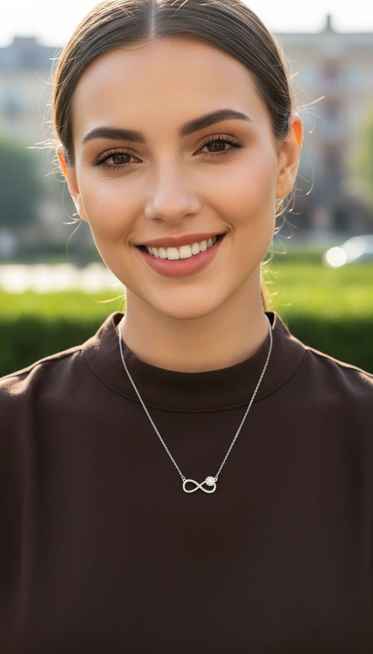 COLLIER EN ACIER MOTIF INFINI AVEC ZIRCONIUM