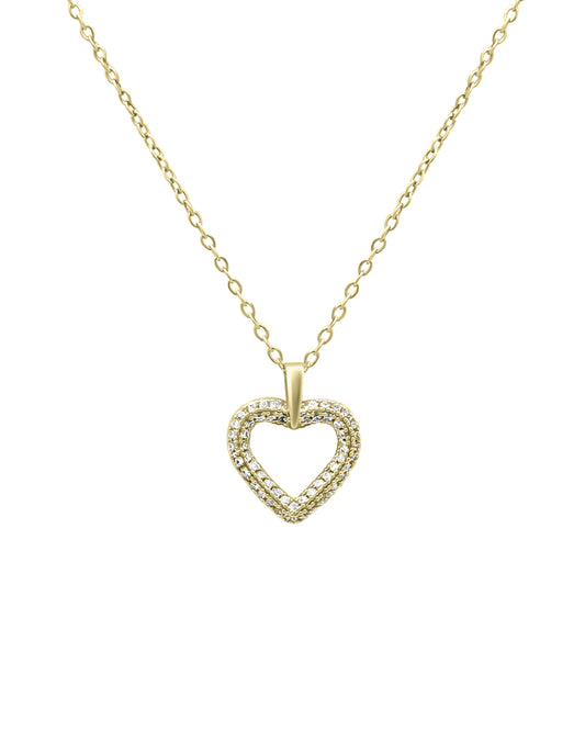 Vergulde stalen ketting met hartje en strass