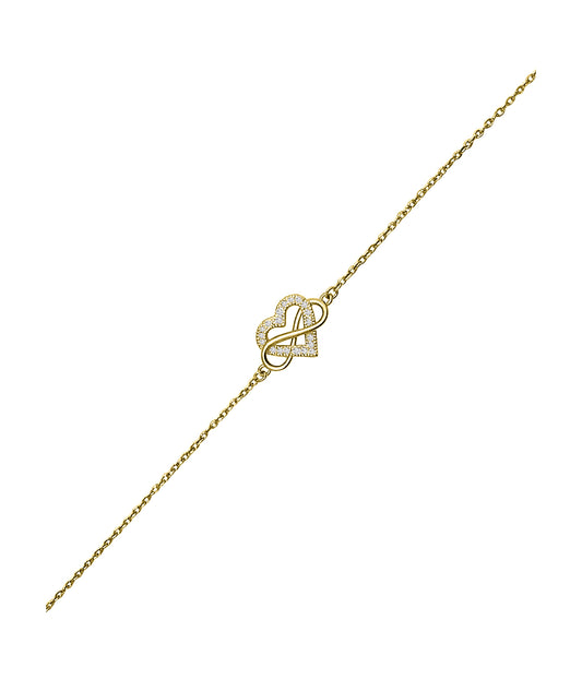 Bracelet en argent doré infini et coeur en zirconium