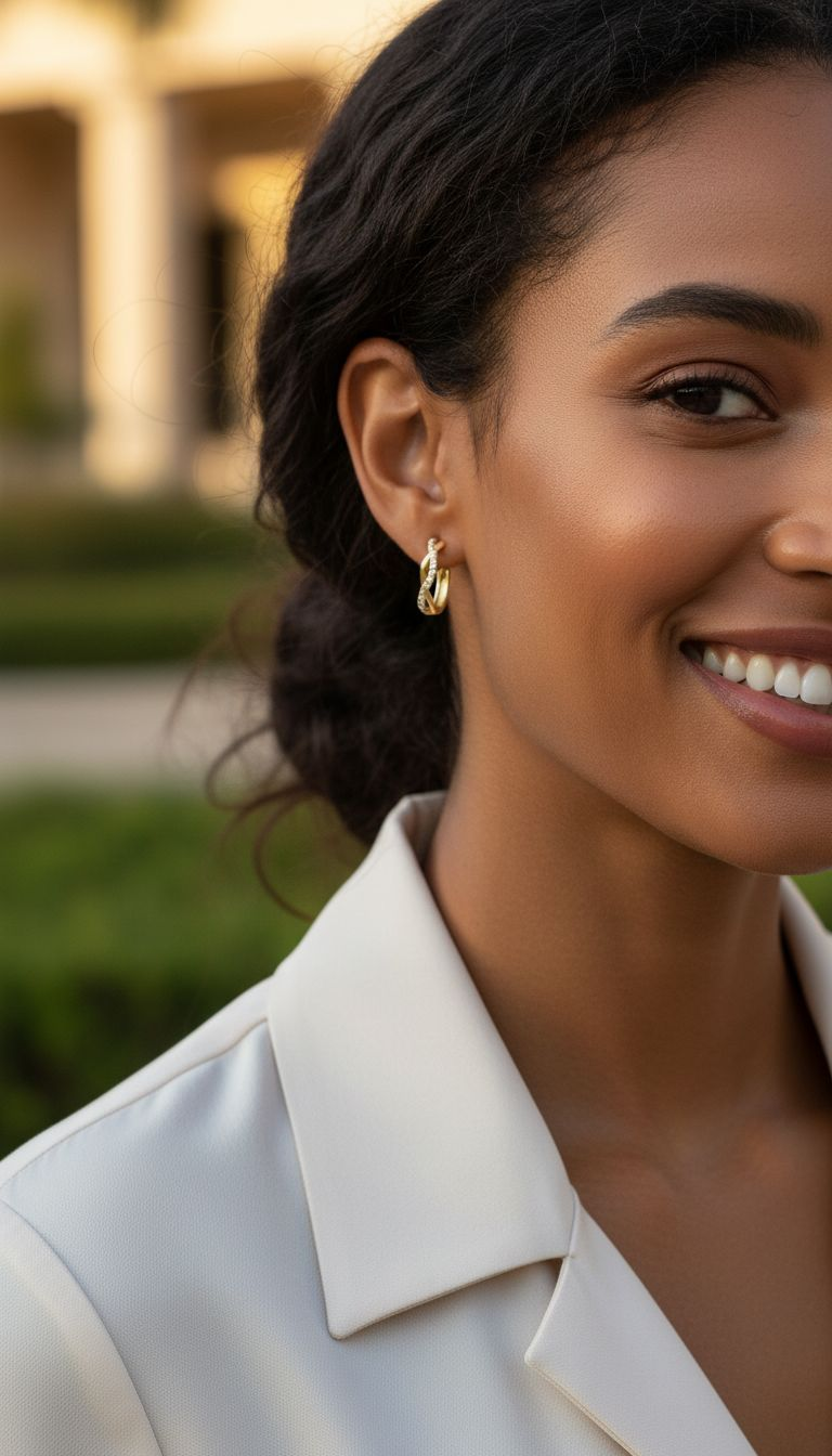 DOUBLE WAVE GOLD-PLATED SILVER AND ZIRCONIUM CREOLES