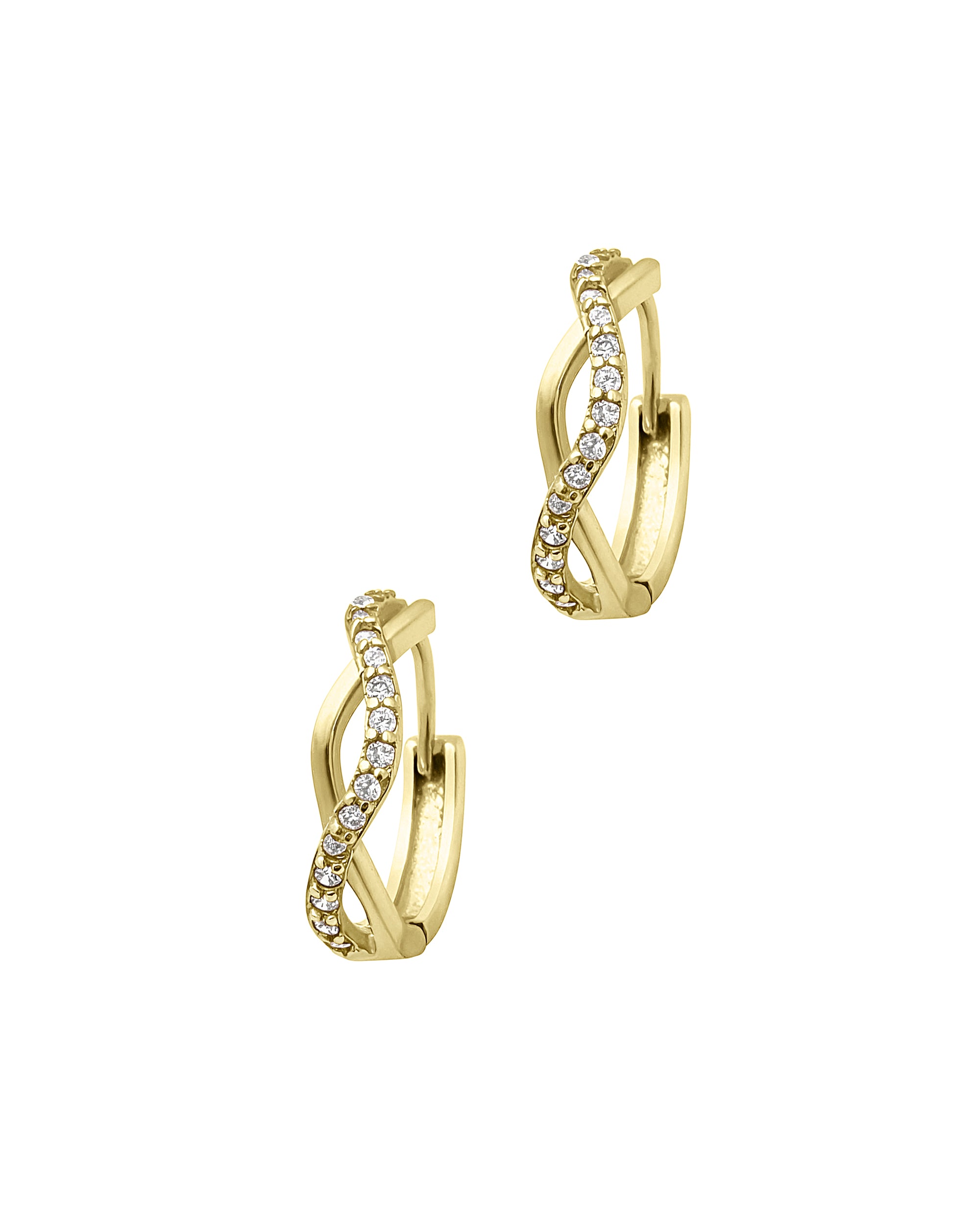 DOUBLE WAVE GOLD-PLATED SILVER AND ZIRCONIUM CREOLES