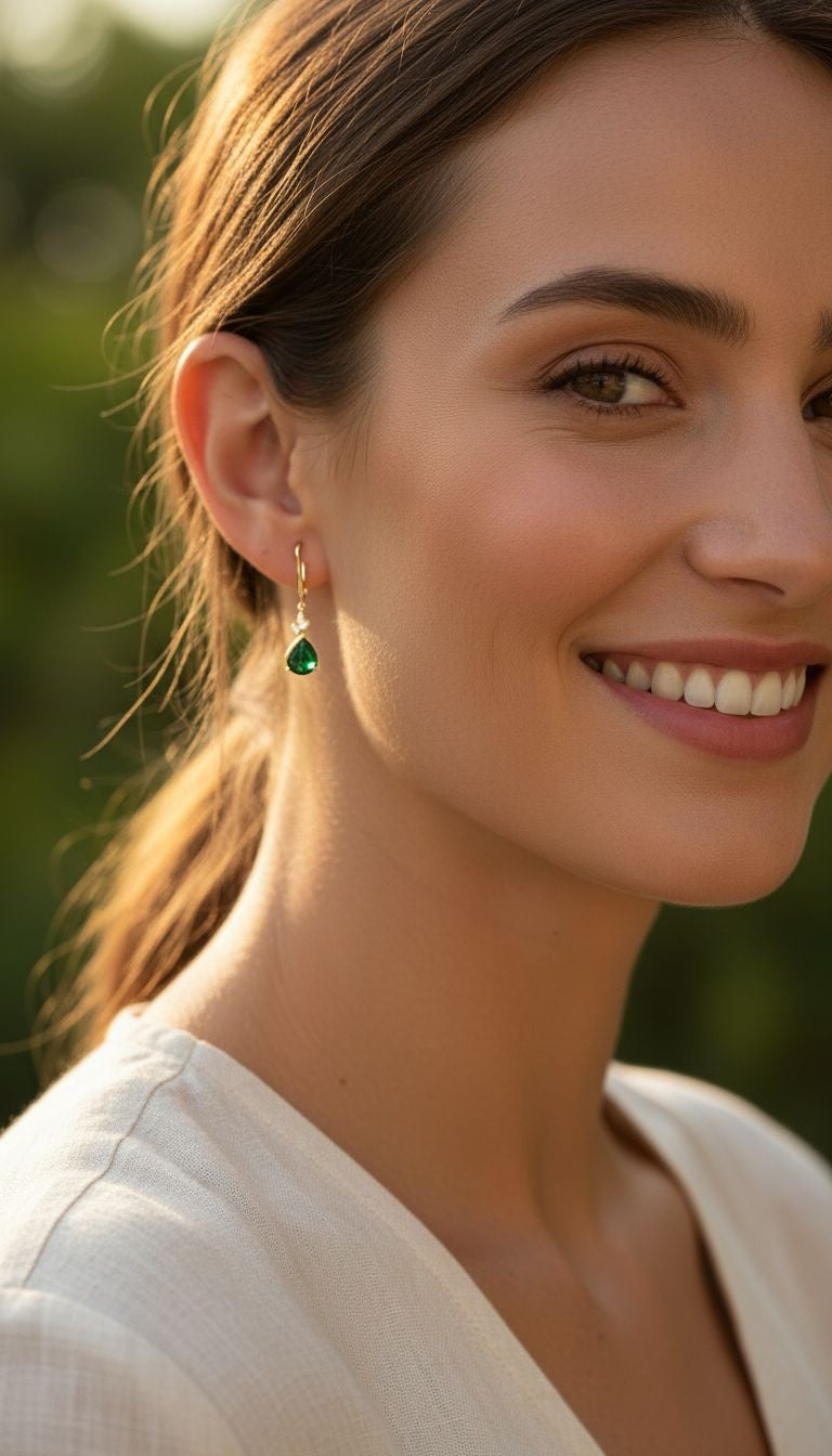 Verguld zilveren slaapkuip met smaragd- en zirkoniumdruppel