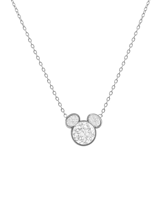Mickey Mouse hoofd stalen ketting met strass