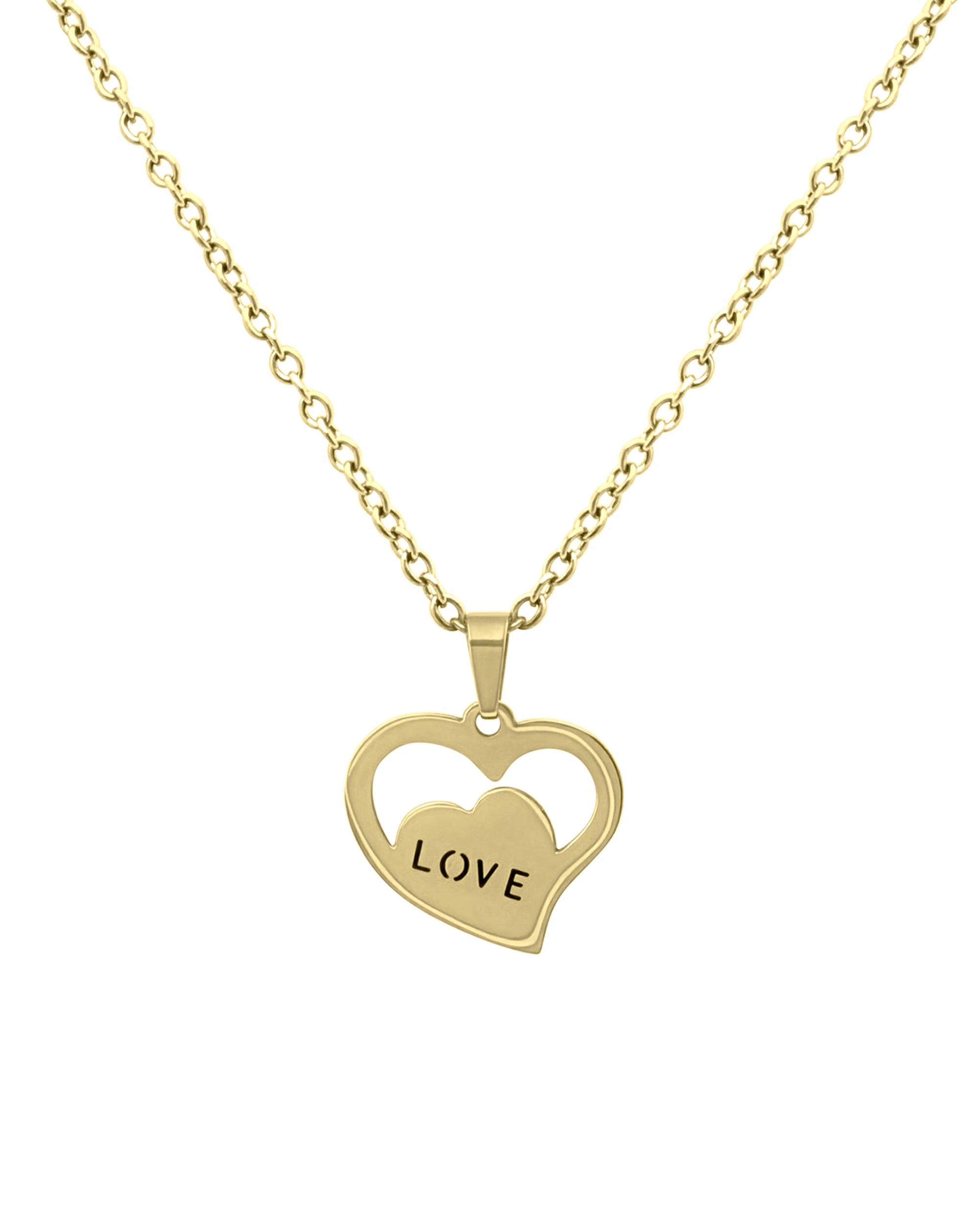 STALEN KETTING HART HANGER MET LIEFDE