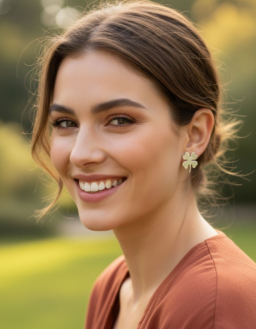 BOUCLES D'OREILLES EN ACIER TREFLES