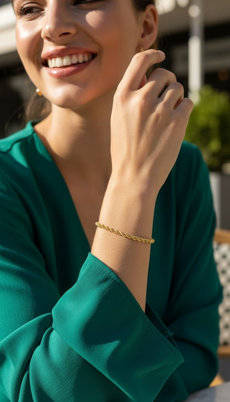 Vergulde stalen touw mesh armband