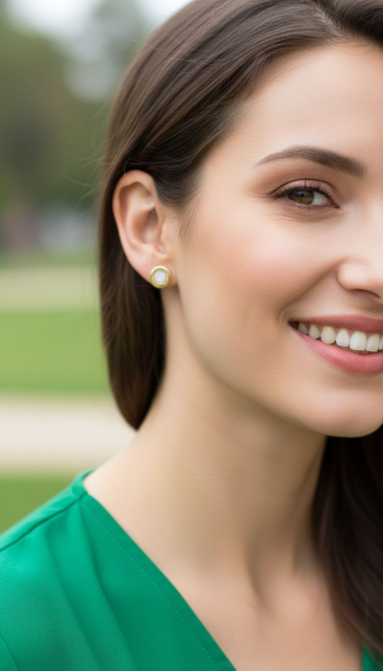 Vergulde stalen oorbellen met parelmoer inzet