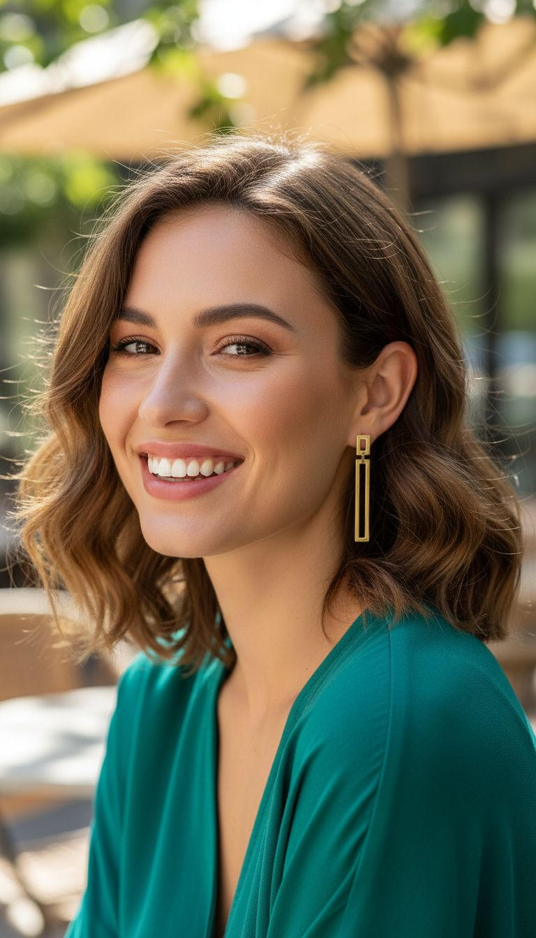 BOUCLES D'OREILLES EN ACIER DORE 2 RECTANGLES PENDANTS