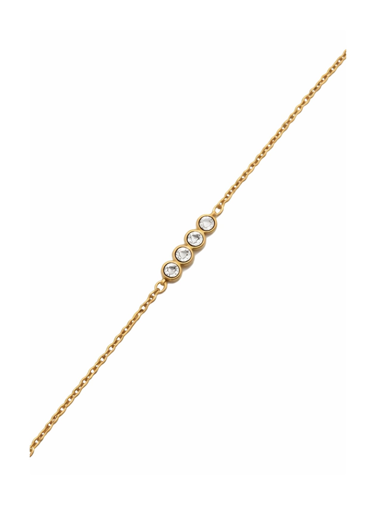 VERGULDE STALEN ARMBAND MET STRASS