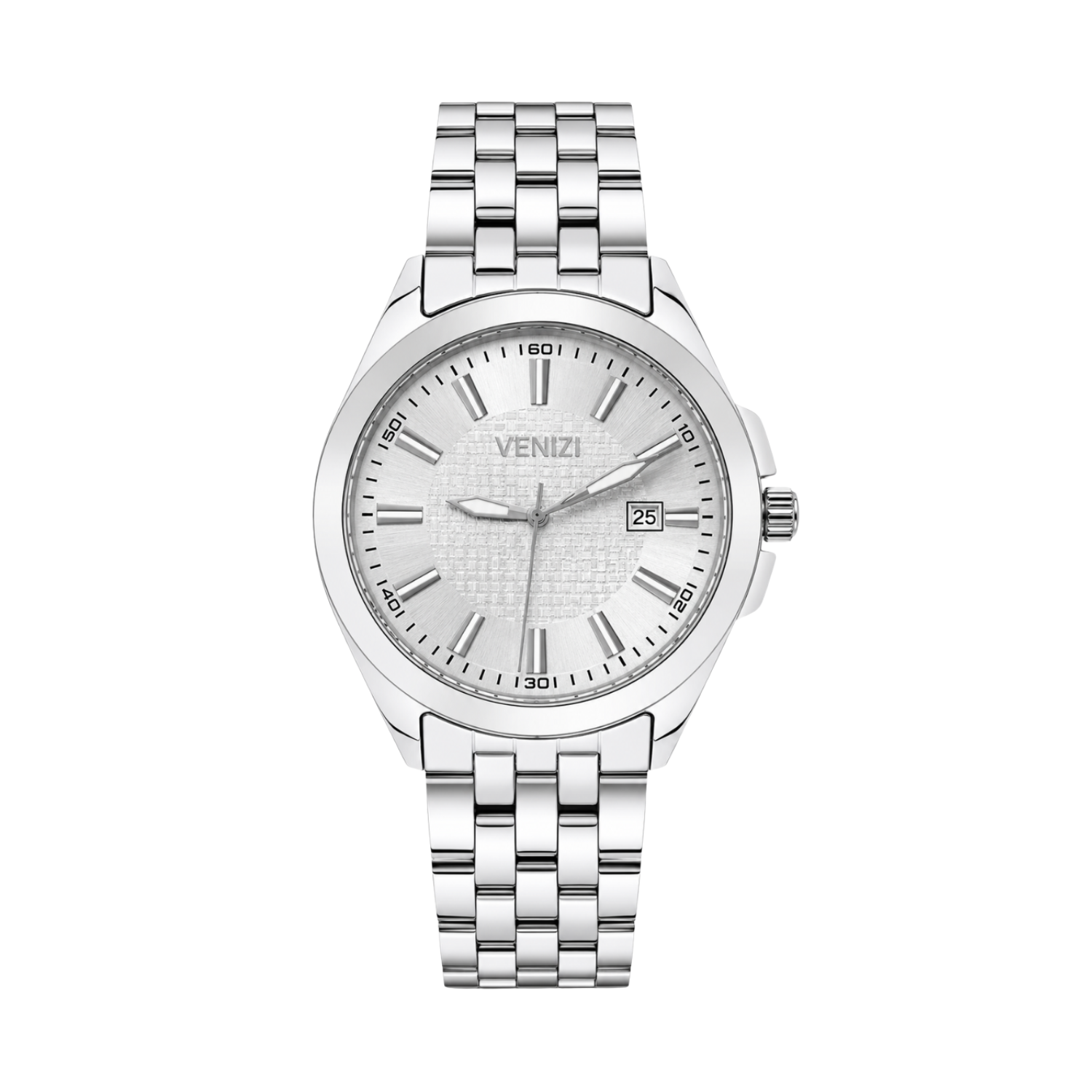 Venizi zilveren horloge met zilveren wijzerplaat