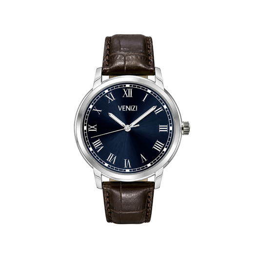 Silver Venizi watch with night blue dial
