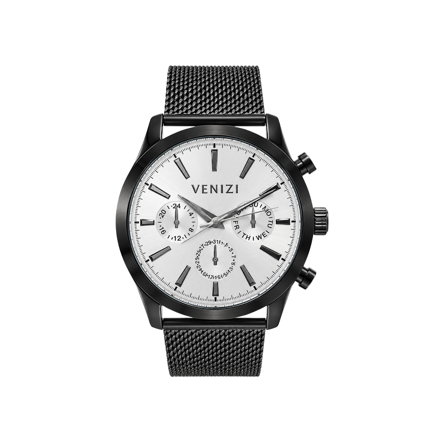 Venizi black watch with grey dial