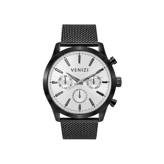 Venizi black watch with grey dial