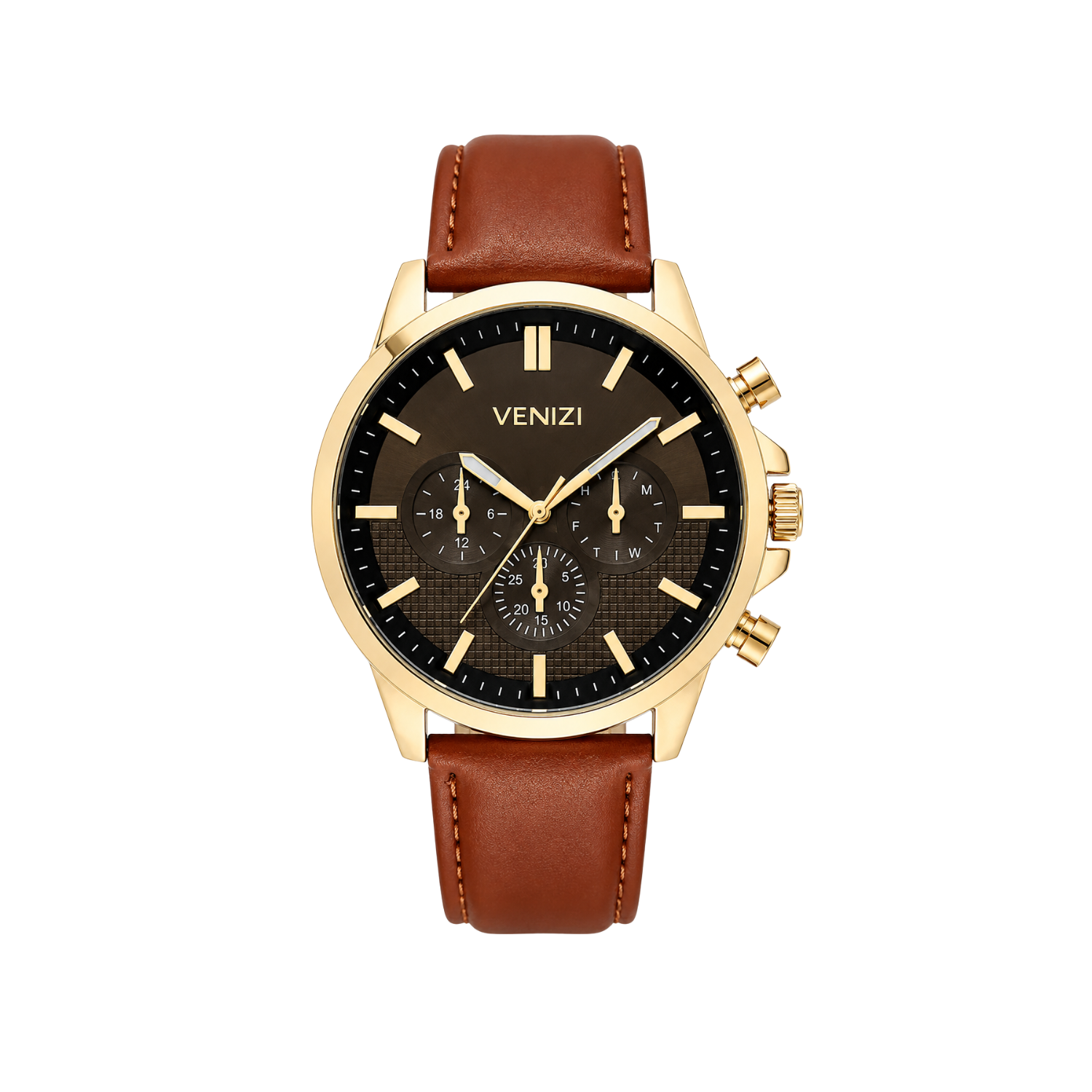 Gouden Venizi horloge met zwarte wijzerplaat