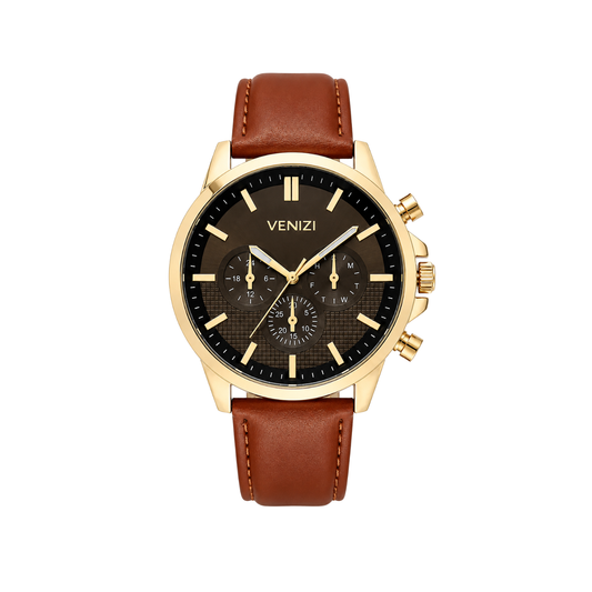 Montre dorée avec cadran noir