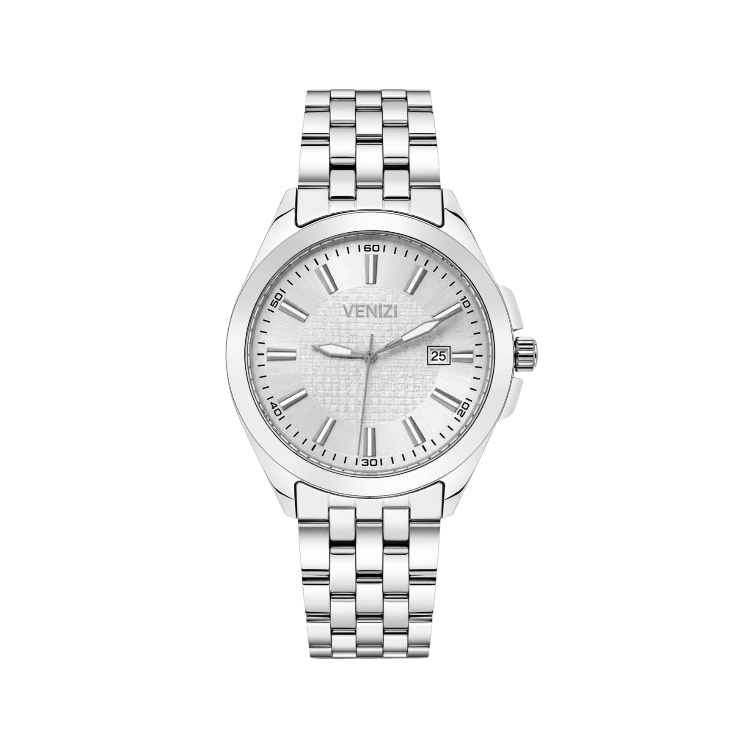 Venizi zilveren horloge met zilveren wijzerplaat