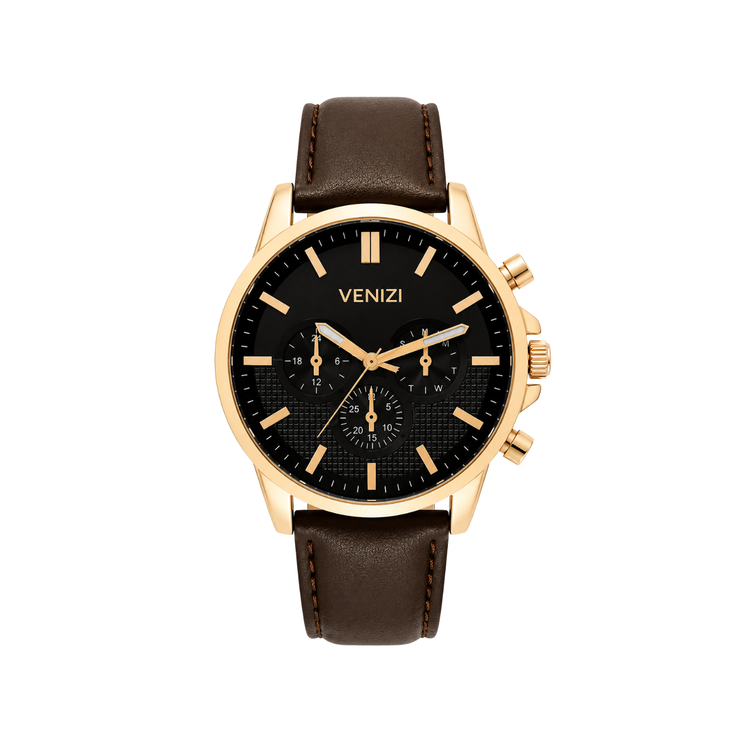 Gouden Venizi horloge met zwarte wijzerplaat