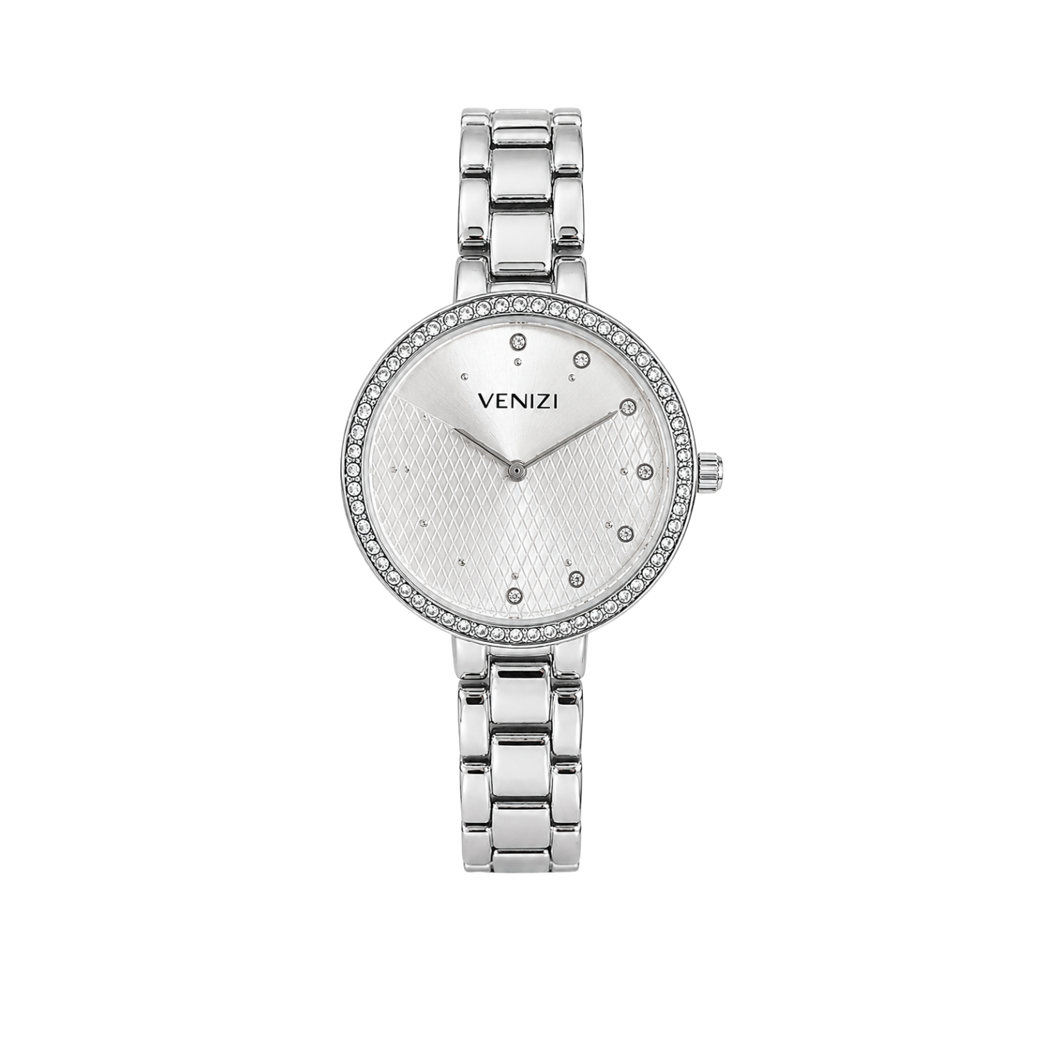 Venizi zilveren horloge met strass steentjes