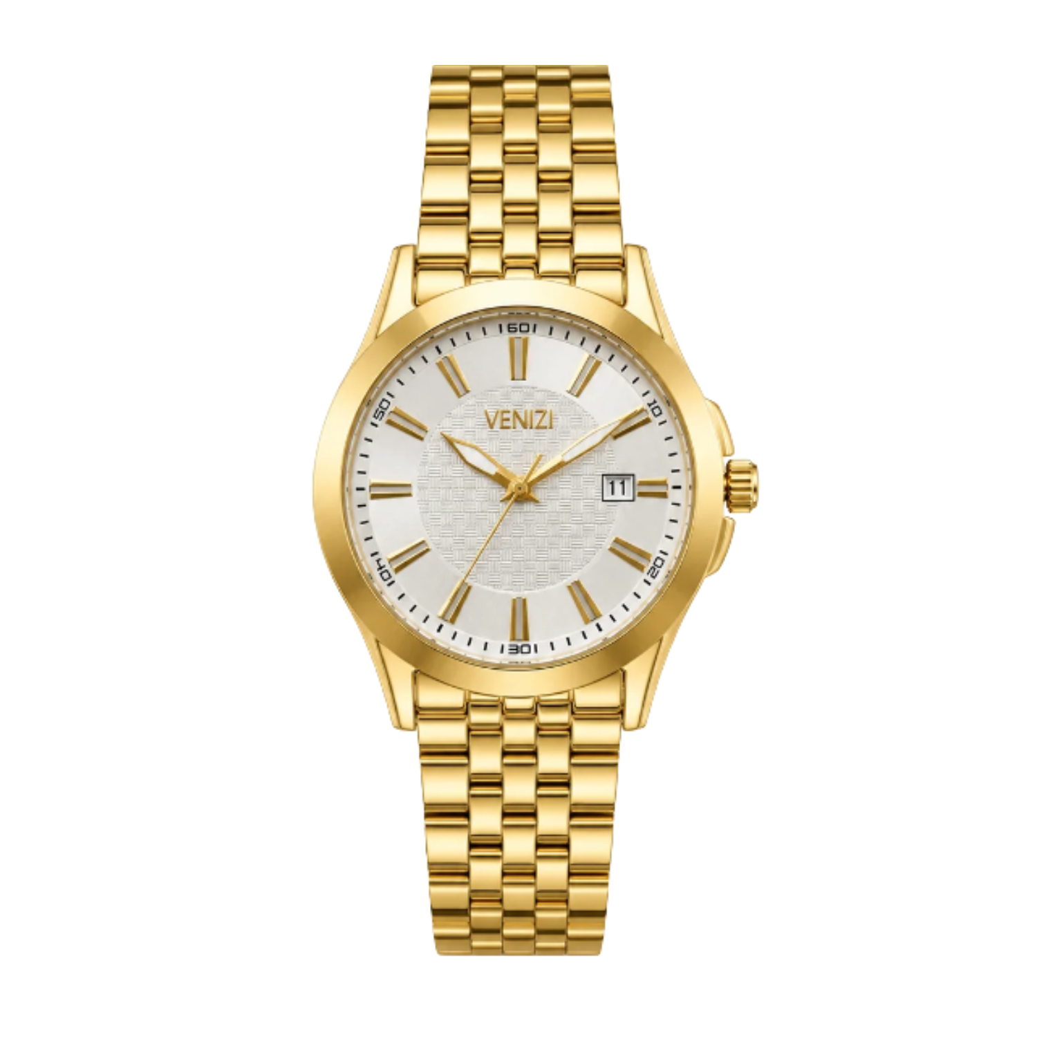 Goudkleurig Venizi horloge met zilverkleurige wijzerplaat