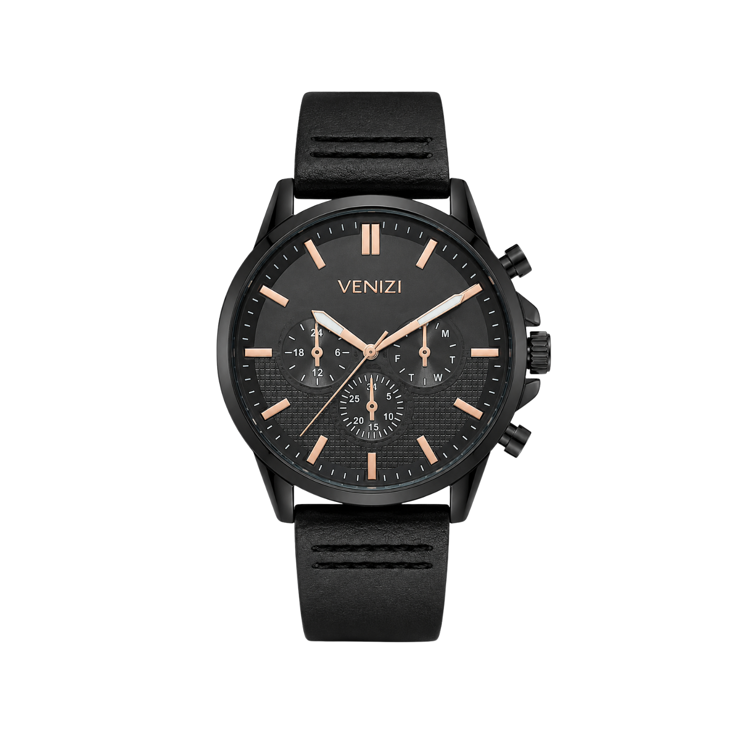 Venizi rosee horloge met zwarte wijzerplaat