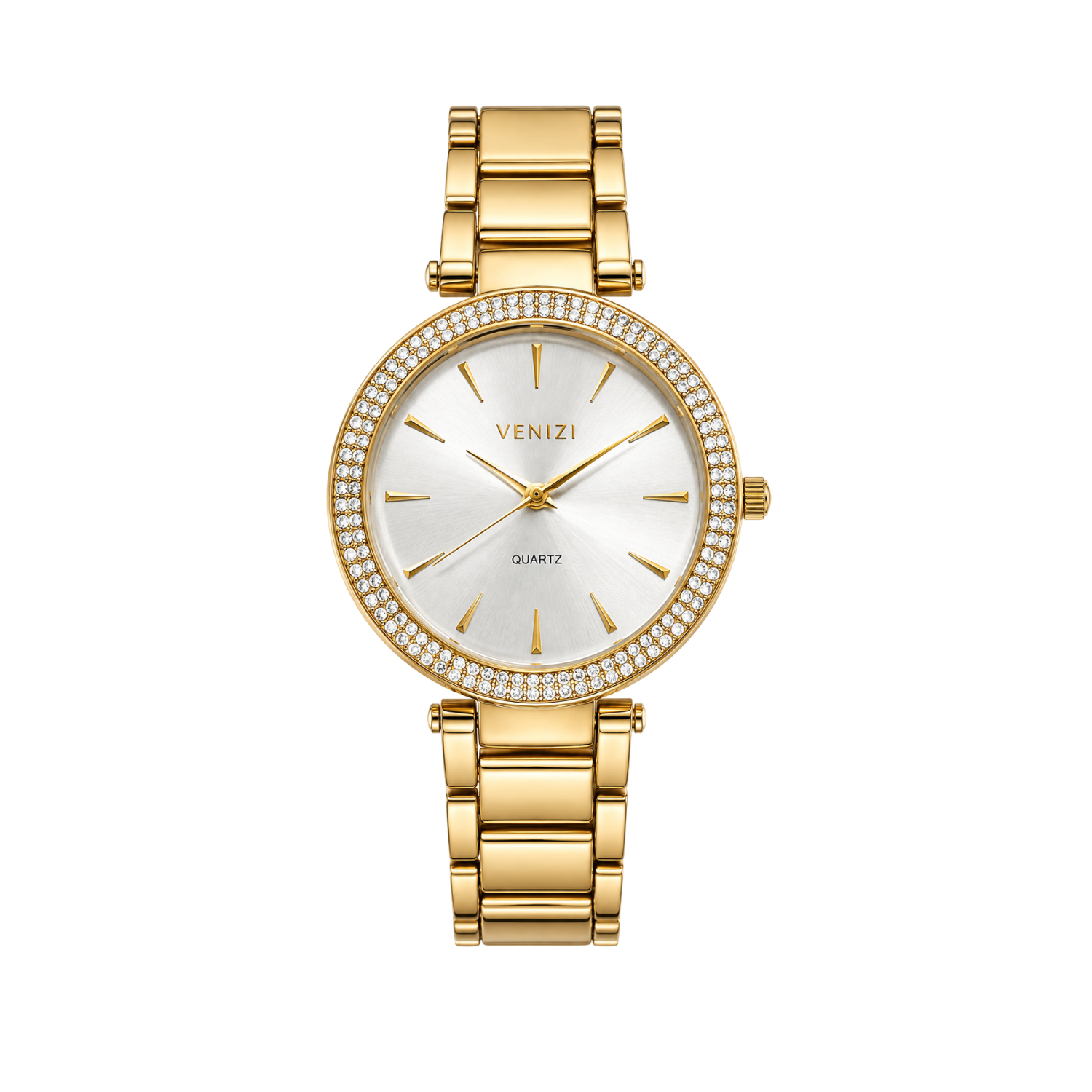 Venizi gouden horloge met strass steentjes