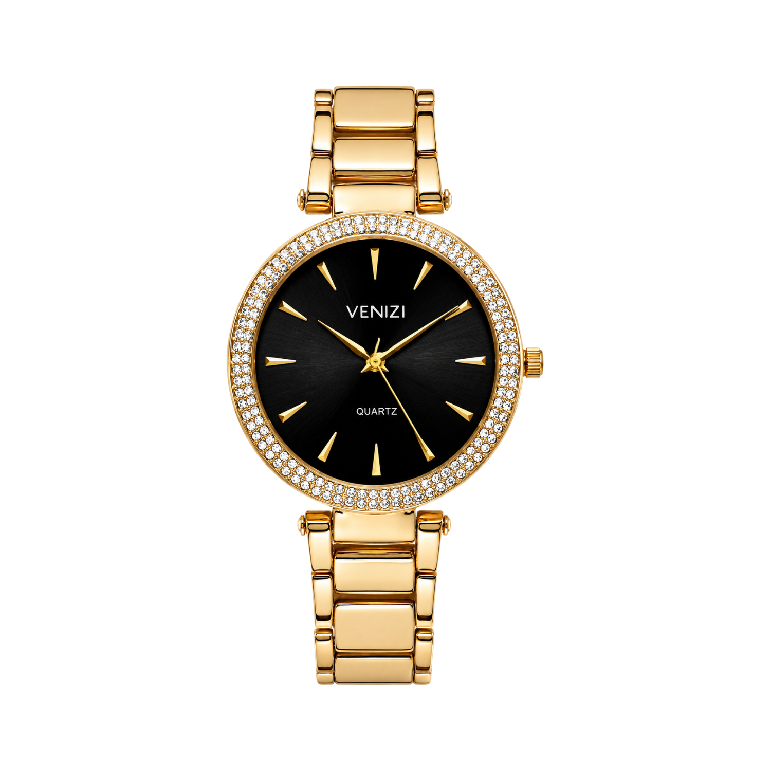 Venizi gouden horloge met strass steentjes