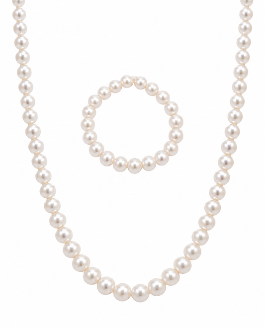 Parure collier et bracelet en perles de Majorque