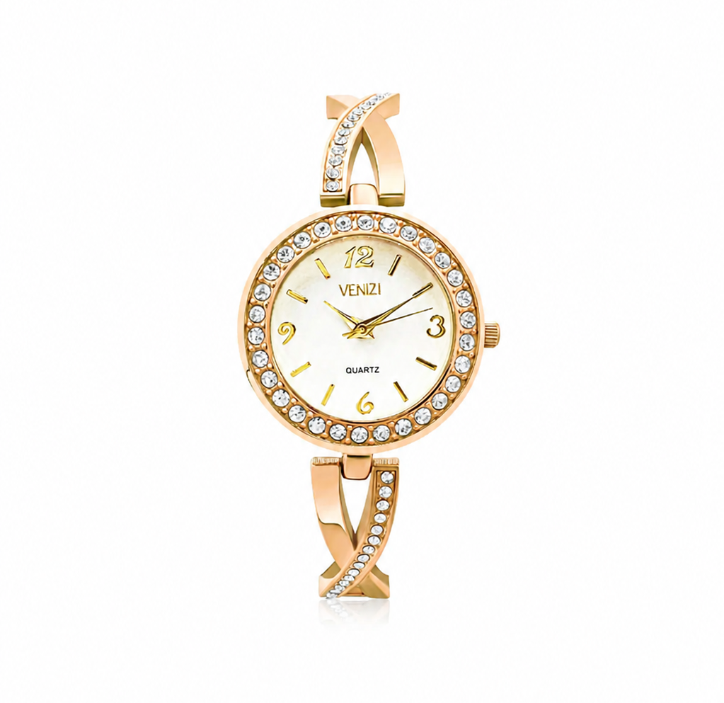 Montre Venizi dorée avec strass cadran blanc