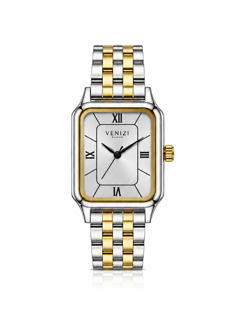 Montre Venizi rectangulaire avec cadran argenté