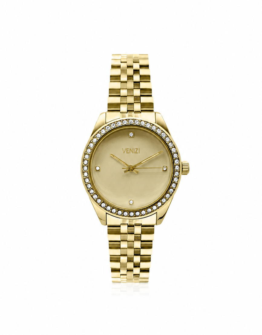 Montre Venizi dorée cadran champagne avec strass