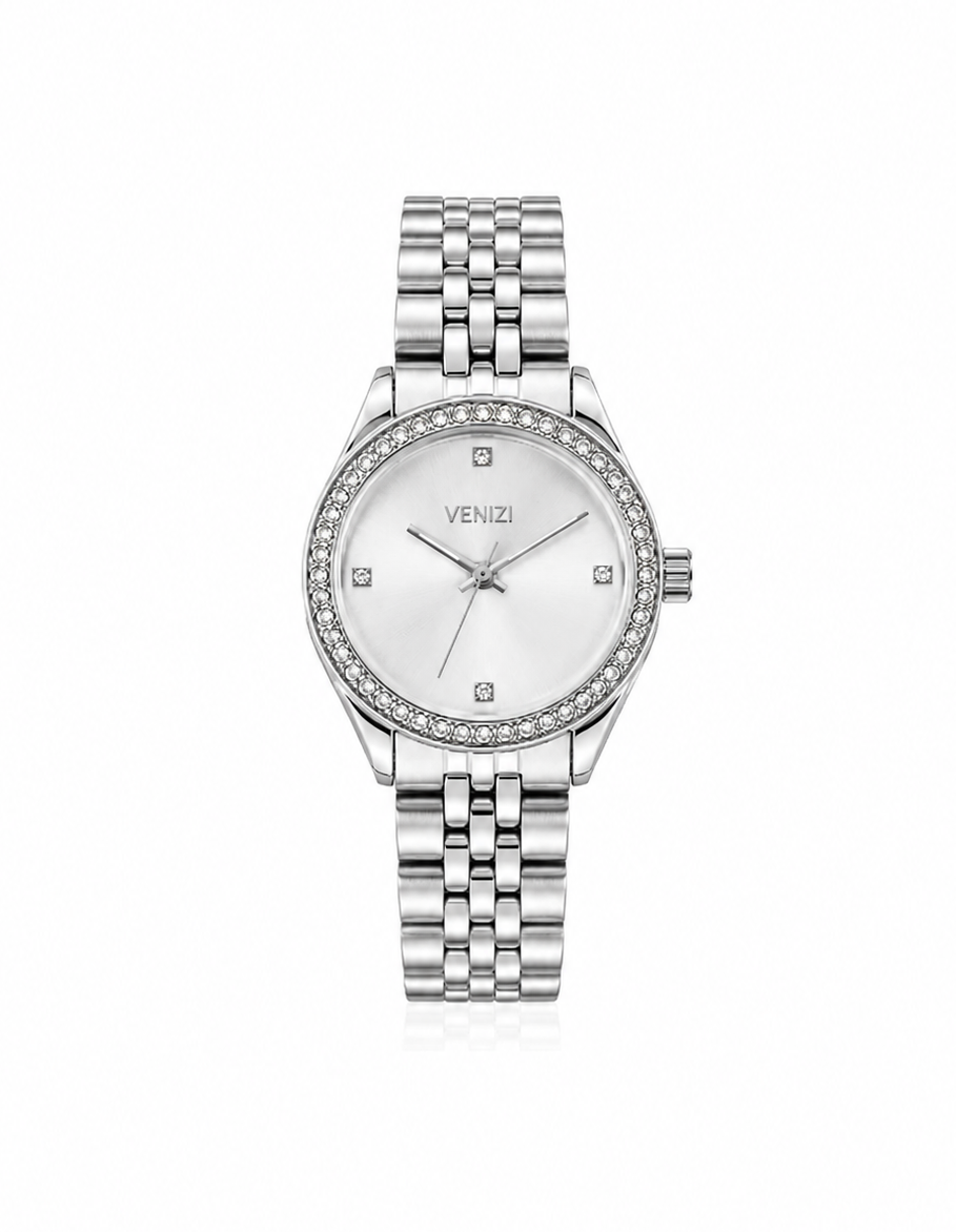 Montre Venizi argentée cadran argenté avec strass